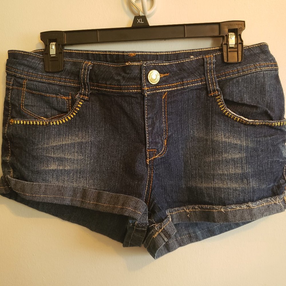 Southpole Denim Shorts size 11 with gold stitching